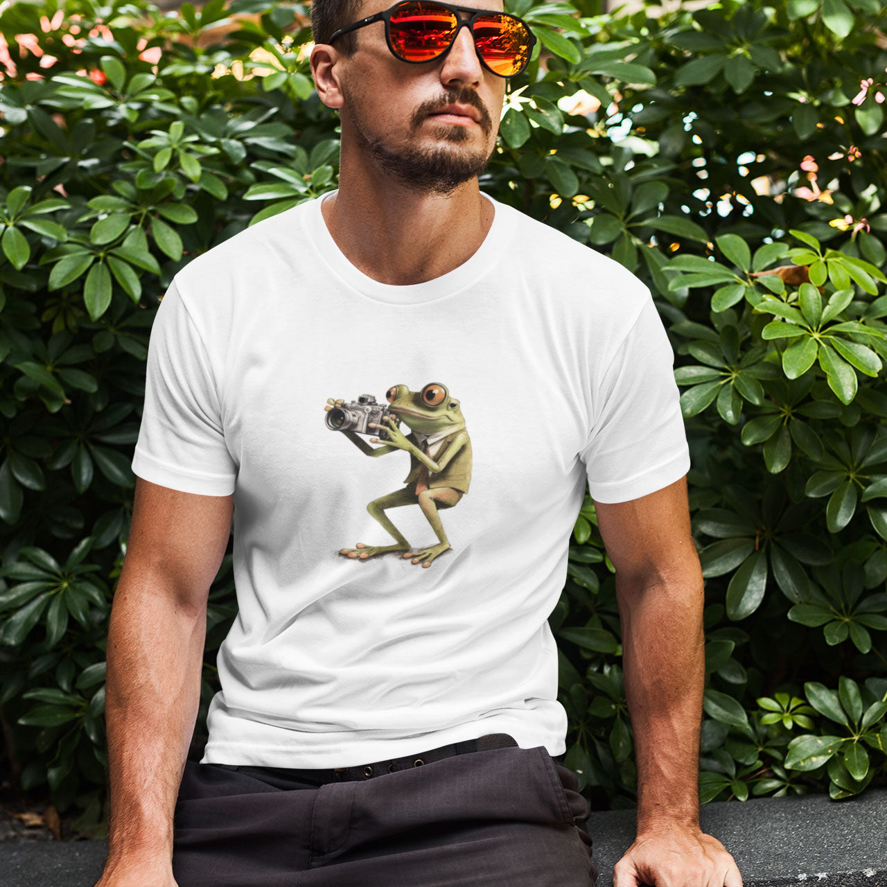 Frog Taking Photos Heavyweight Unisex Crewneck T-shirt
