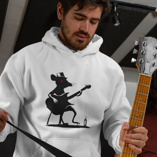 Rat Playing the Guitar Sitting on a Stool Premium Unisex Pullover Hoodie