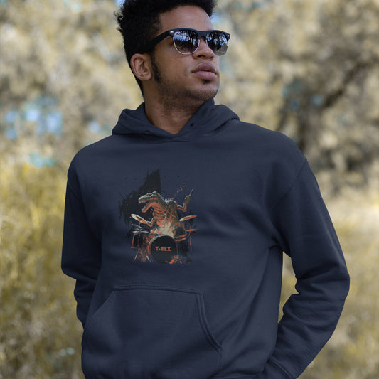 T-Rex Playing Drums Premium Unisex Pullover Hoodie