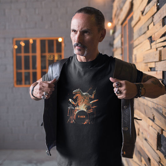 T-Rex Playing some Burning Drums Heavyweight Unisex Crewneck T-shirt