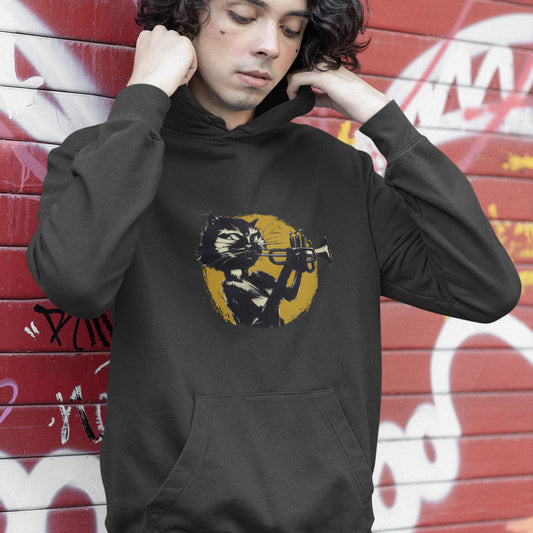 Cat Playing the Trumpet Premium Unisex Pullover Hoodie