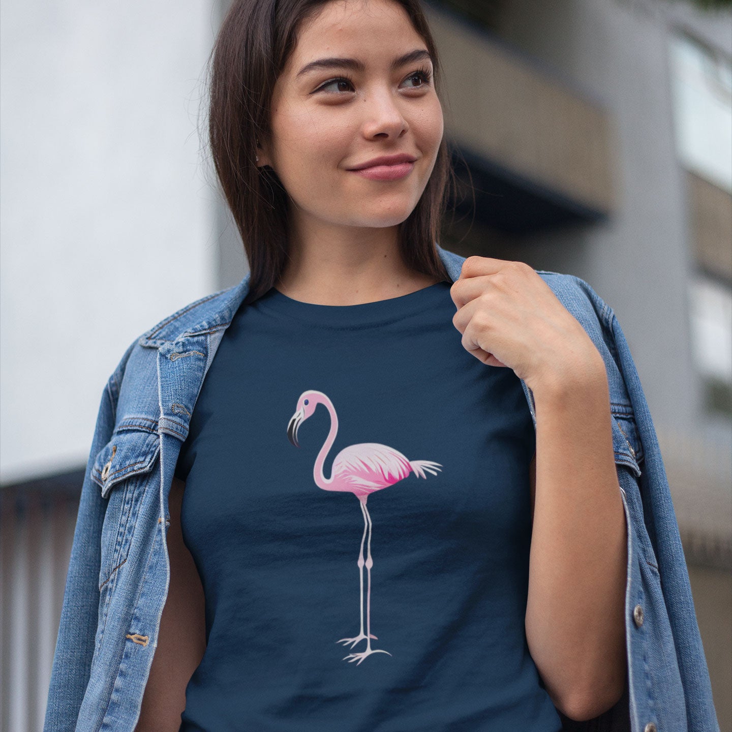 Women's pink flamingo tropical bird t-shirt