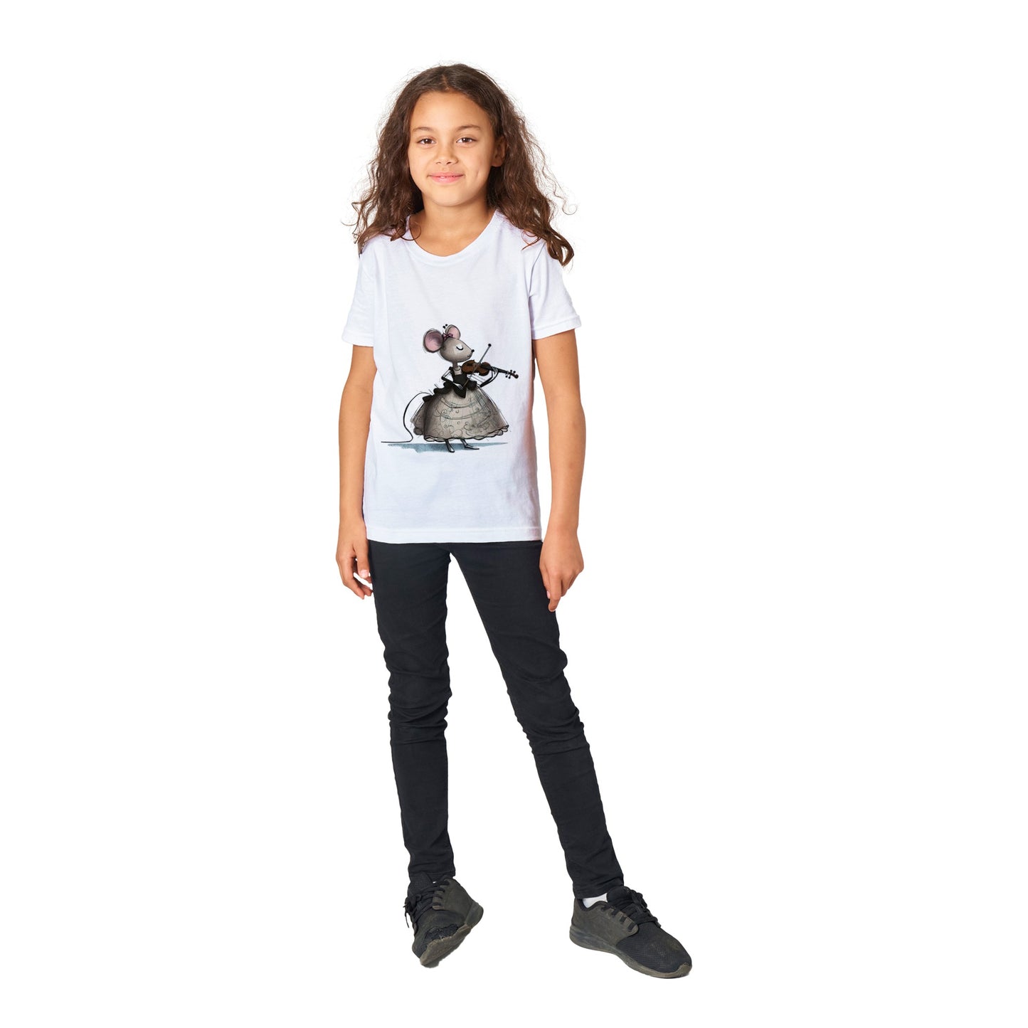 Mouse in Ball Gown Playing the Violin Premium Kids Crewneck T-shirt