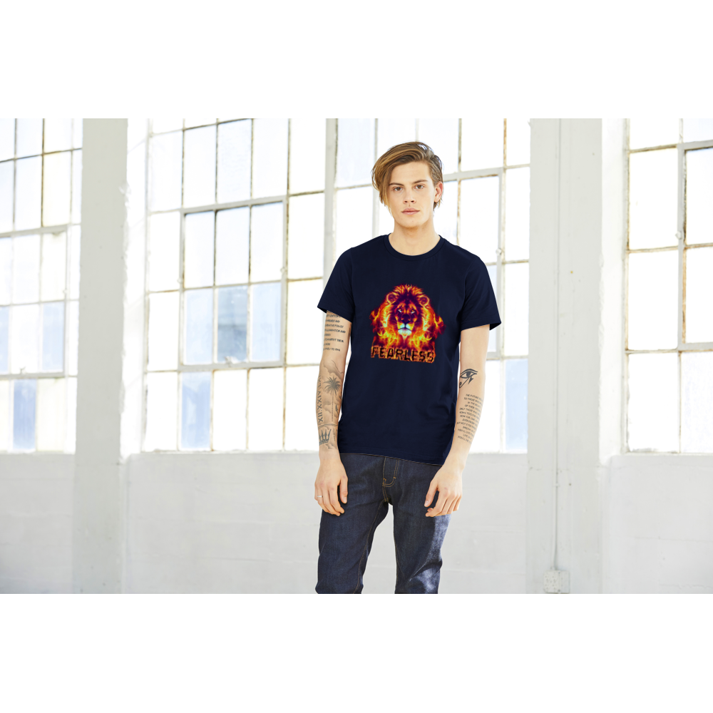 Fearless Flaming Lion Premium Unisex Crewneck T-shirt.