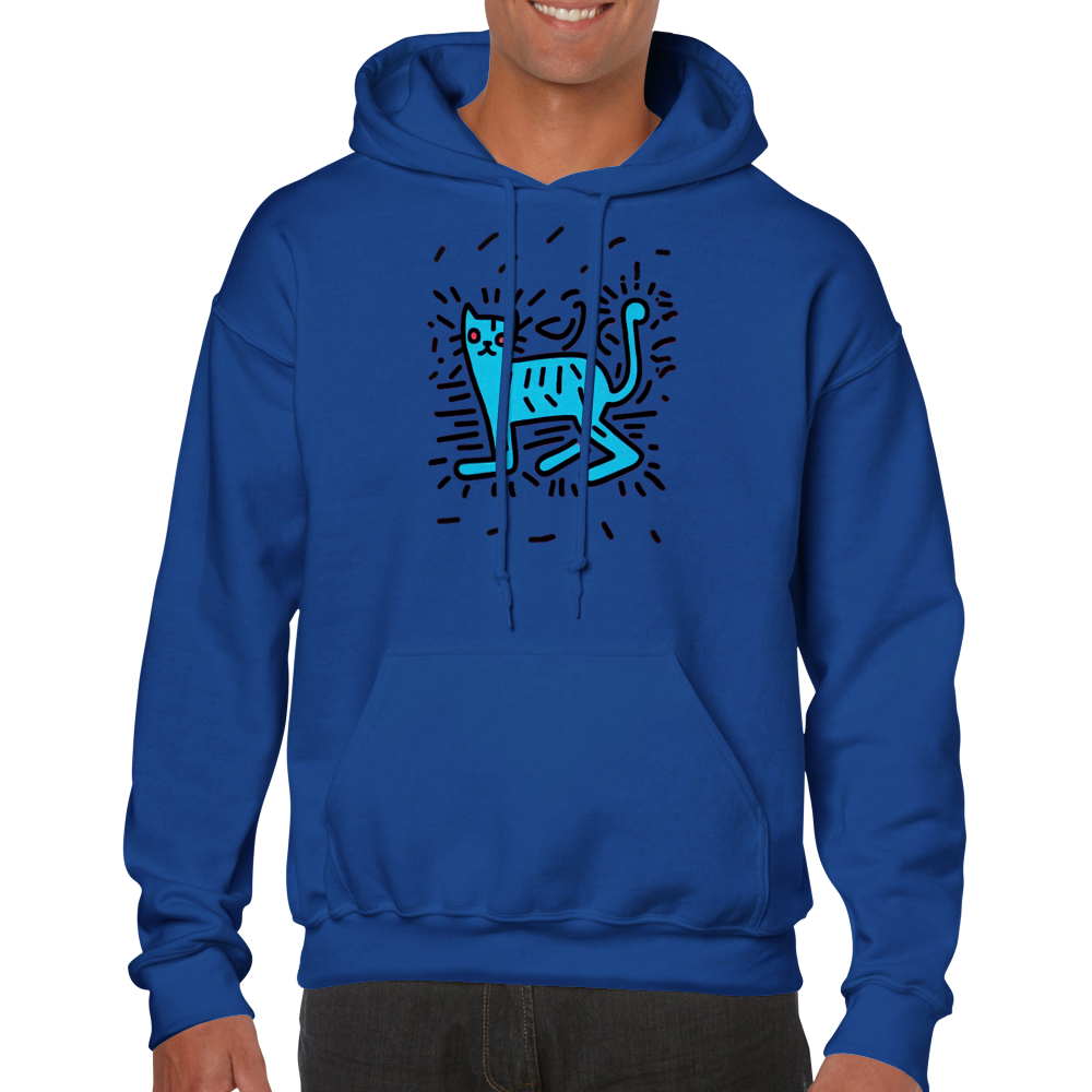 Pop Art Cat Print Classic Unisex Pullover Hoodie.