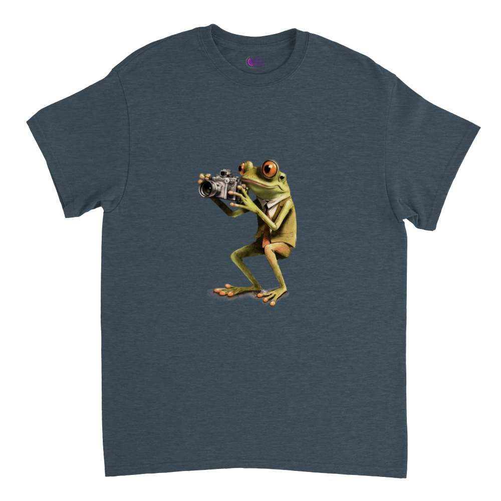 Frog Taking Photos Heavyweight Unisex Crewneck T-shirt