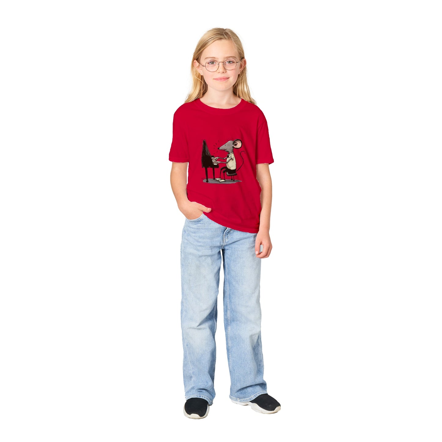 Mouse Playing the Piano Classic Kids Crewneck T-shirt