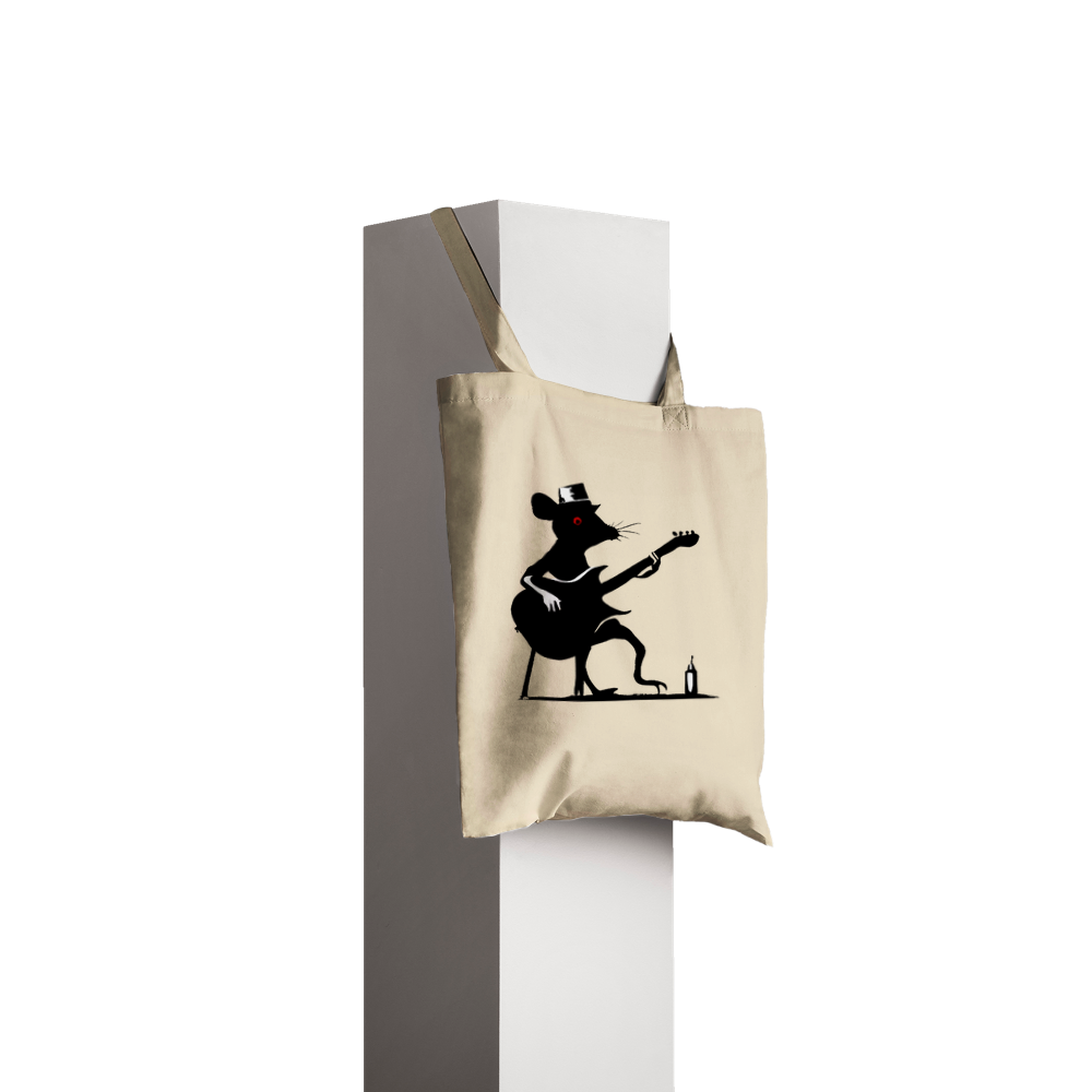 Rat Playing Guitar Sitting on a Stool Classic Tote Bag
