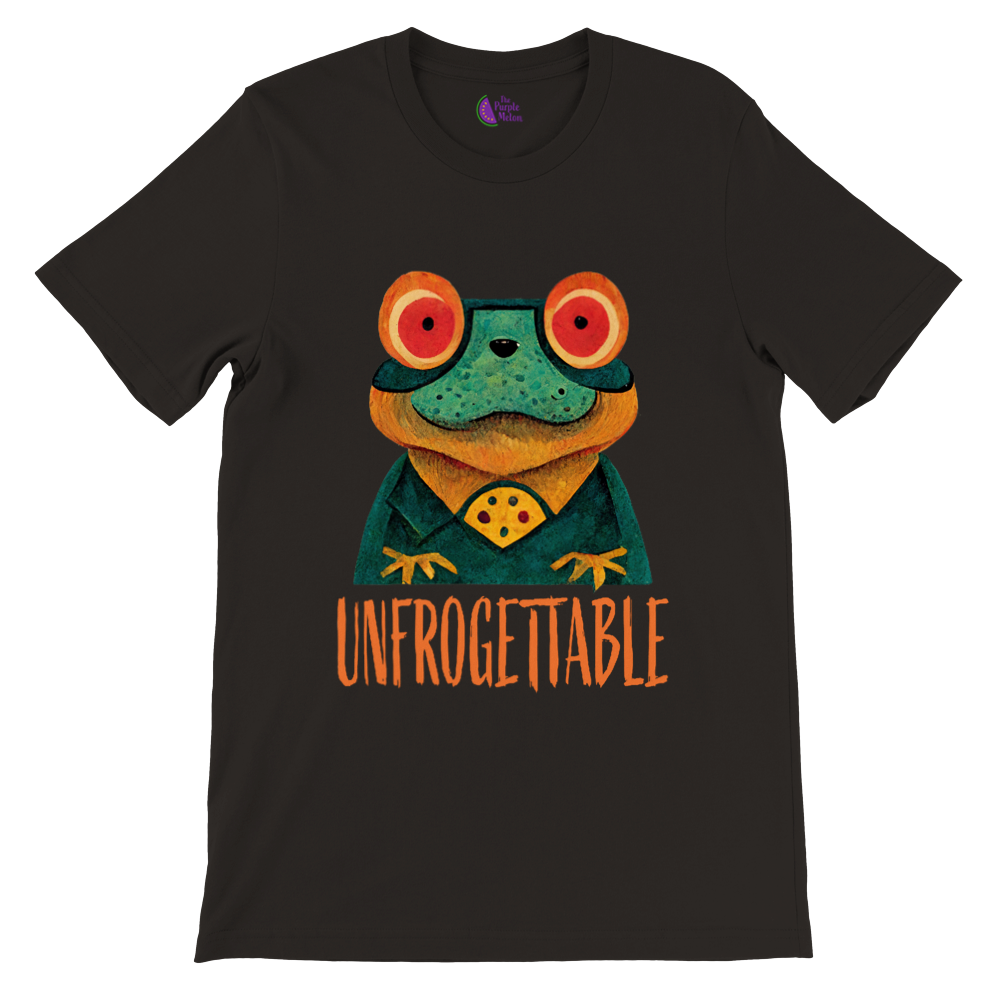 Unleash Your Playful Side with Our Cute Unfrogettable Frog Print Premium Unisex Crewneck T-shirt