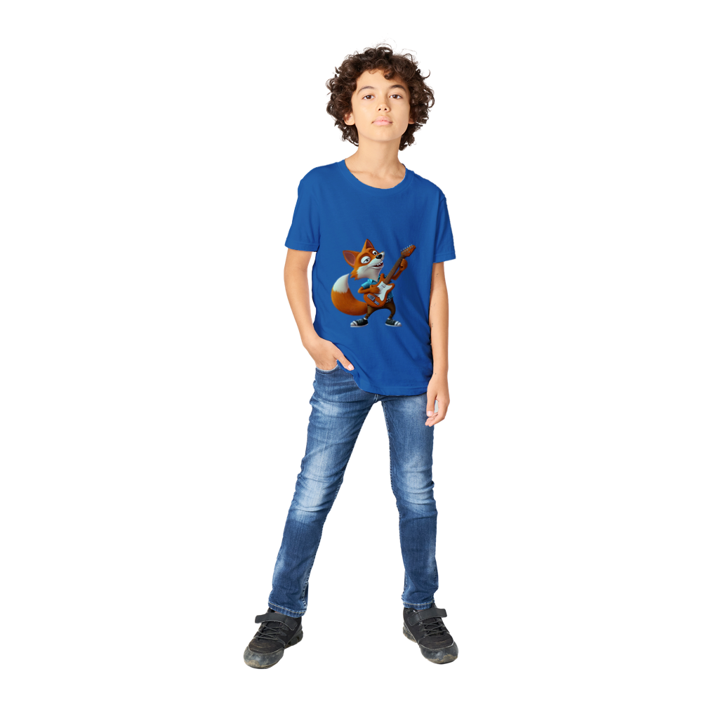 Fox Playing a Guitar Premium Kids Crewneck T-shirt