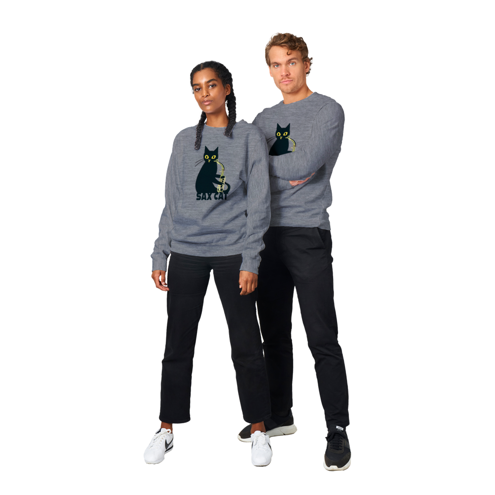 Sax Cat Print Premium Unisex Crewneck Sweatshirt