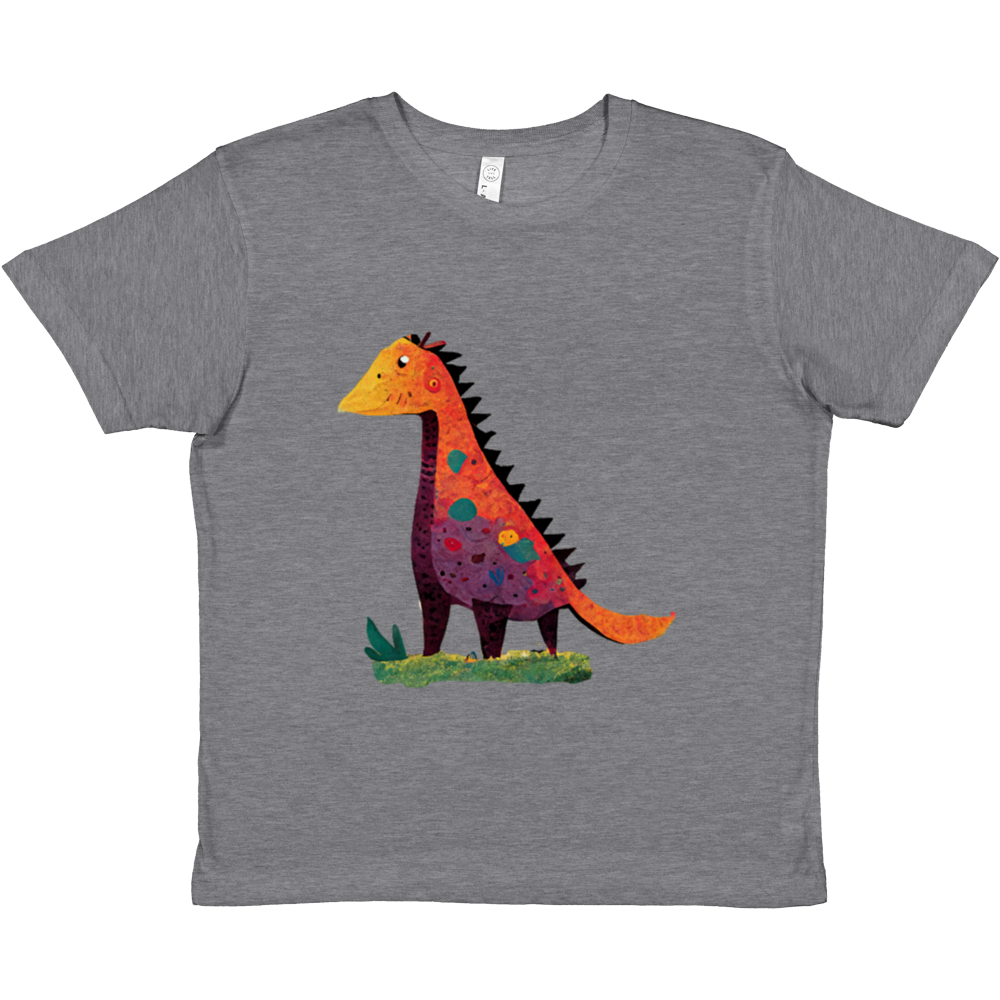 Cute Orange & Purple Dinosaur Print Premium Kids Crewneck T-shirt