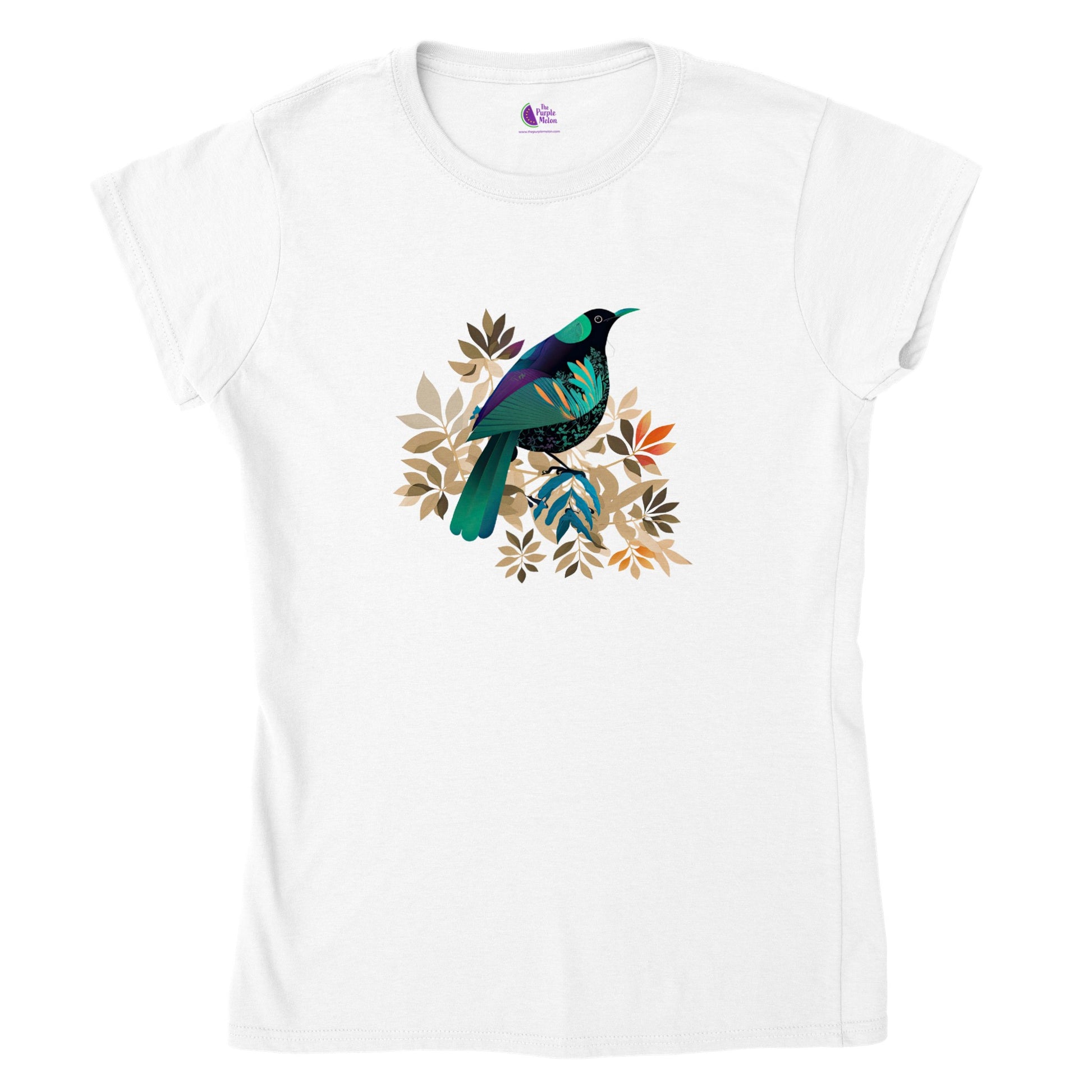 Women’s t-shirt with contemporary Tūī bird design