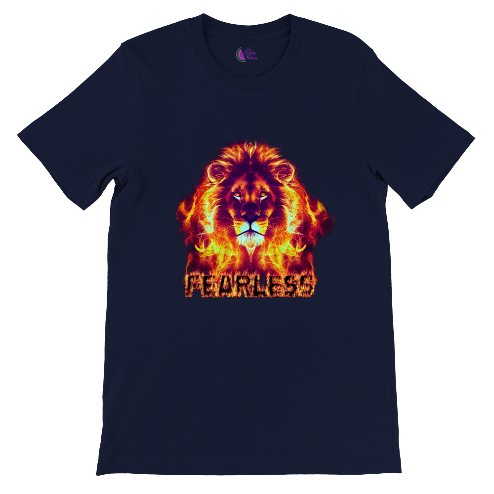 Fearless Flaming Lion Premium Unisex Crewneck T-shirt.
