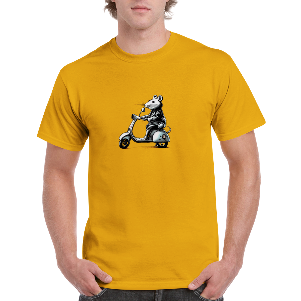 Rat Riding a Motor Scooter Heavyweight Unisex Crewneck T-shirt