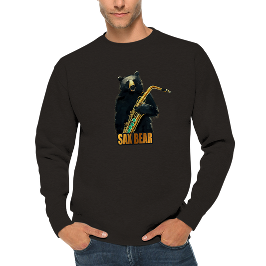 Sax Bear Print Premium Unisex Crewneck Sweatshirt