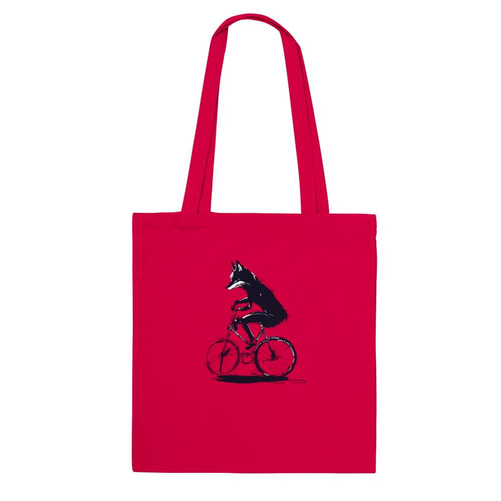 Fox Riding a Bike Tote Bag | Playful Wildlife Shopper