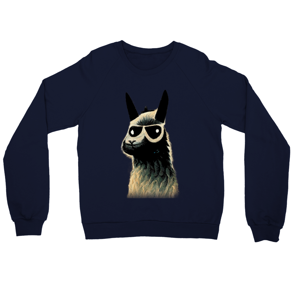 Llama Wearing Sunglasses Print Premium Unisex Crewneck Sweatshirt