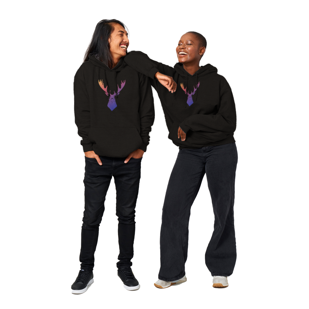 Rainbow Moose Print Premium Unisex Pullover Hoodie