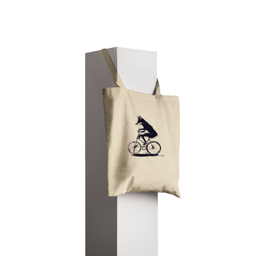 Fox Riding a Bike Tote Bag | Playful Wildlife Shopper