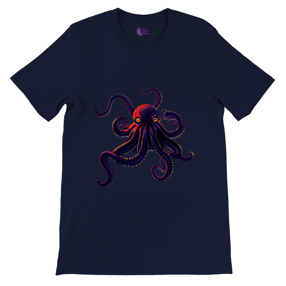 navy t-shirt with an octopus print