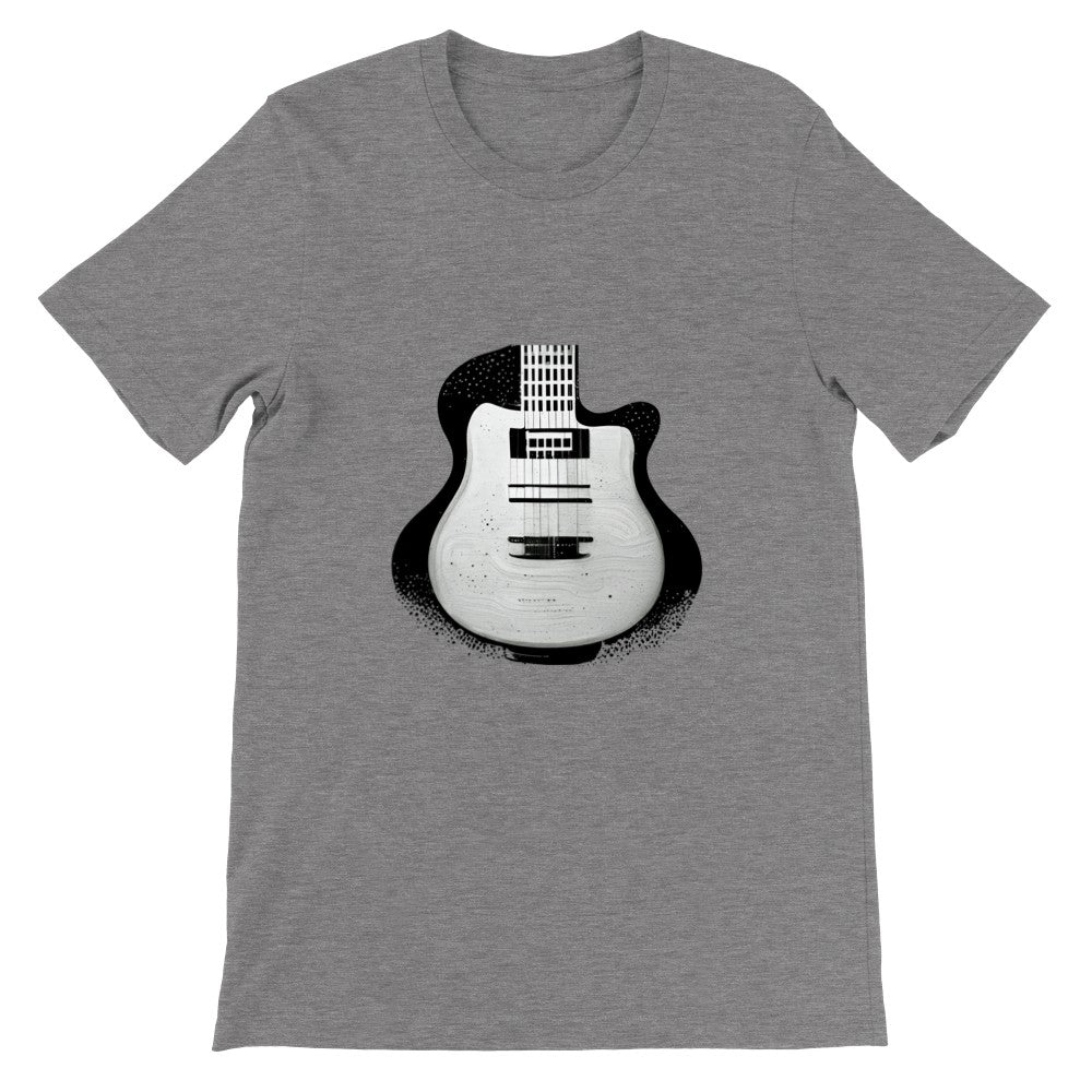 grey t-shirt with Black and White Pop-Art Guitar Print