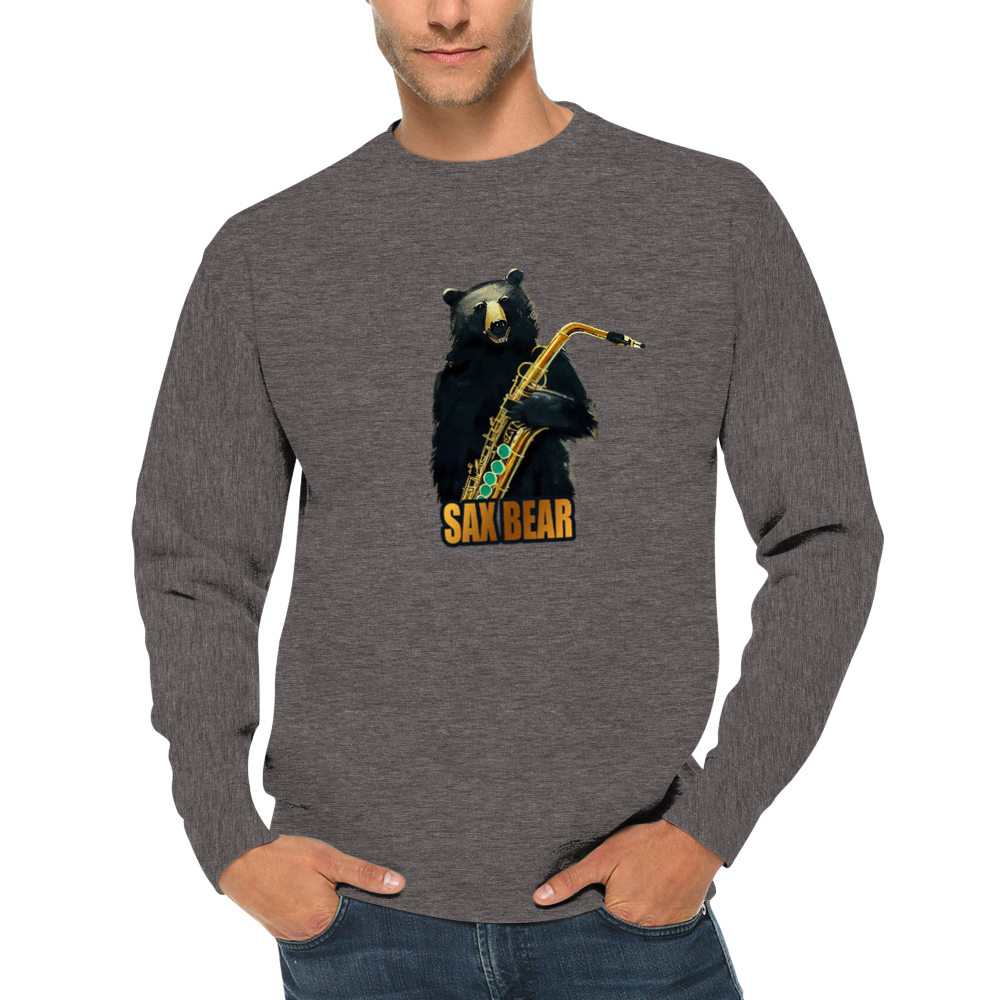 Sax Bear Print Premium Unisex Crewneck Sweatshirt
