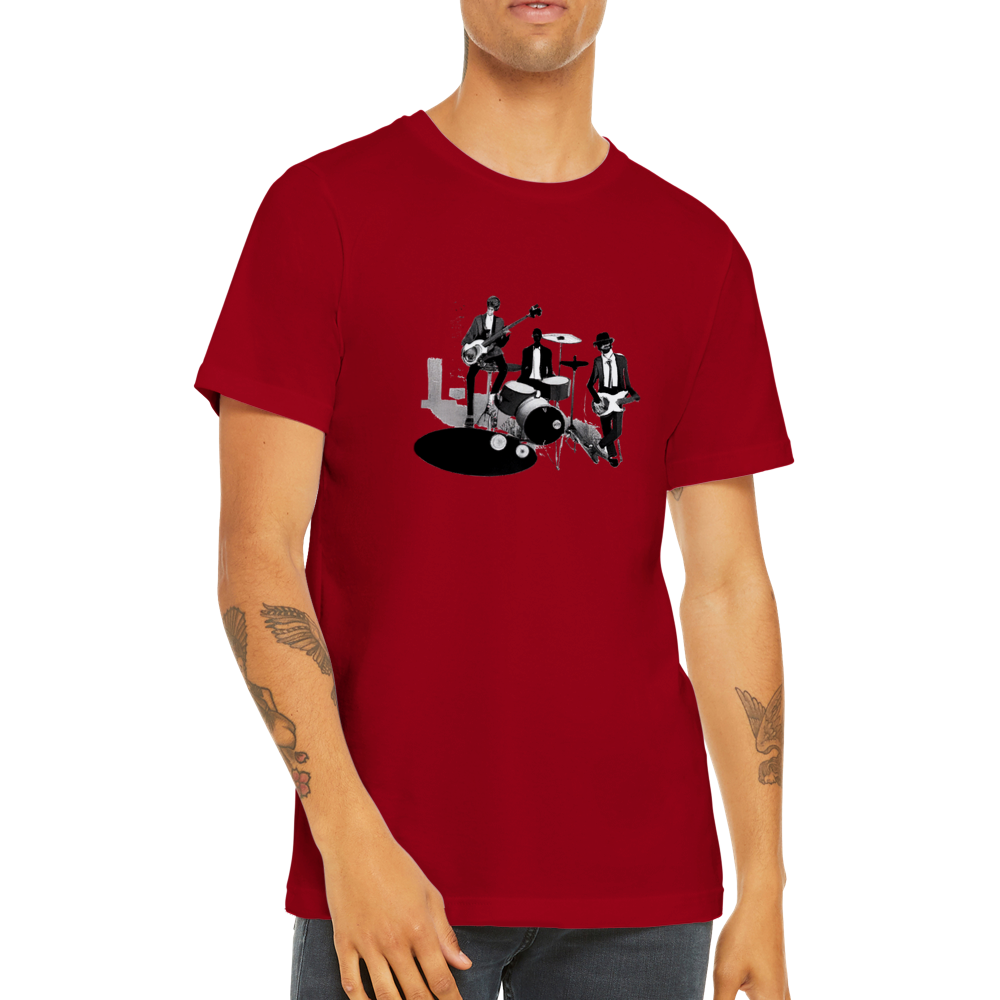 Jazz Trio Black and White Print Premium Unisex Crewneck T-shirt.