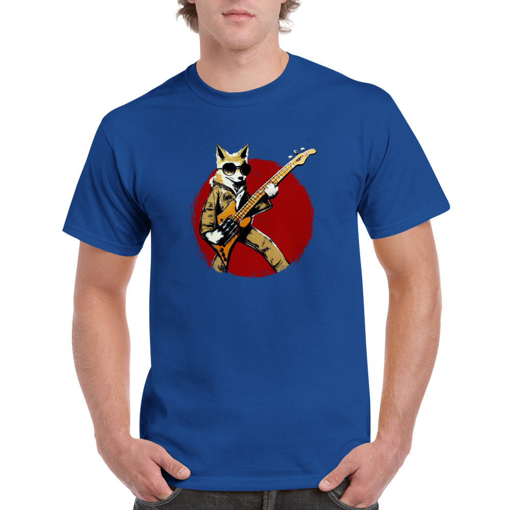 Fox Playing Bass Guitar Heavyweight Unisex Crewneck T-shirt