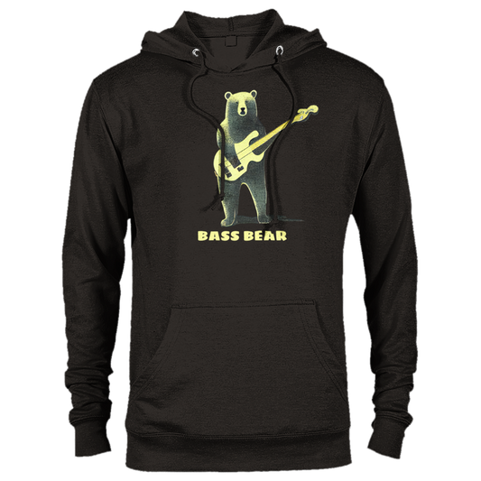Bass Bear, Bear Playing a Bass Guitar Print Premium Unisex Pullover Hoodie