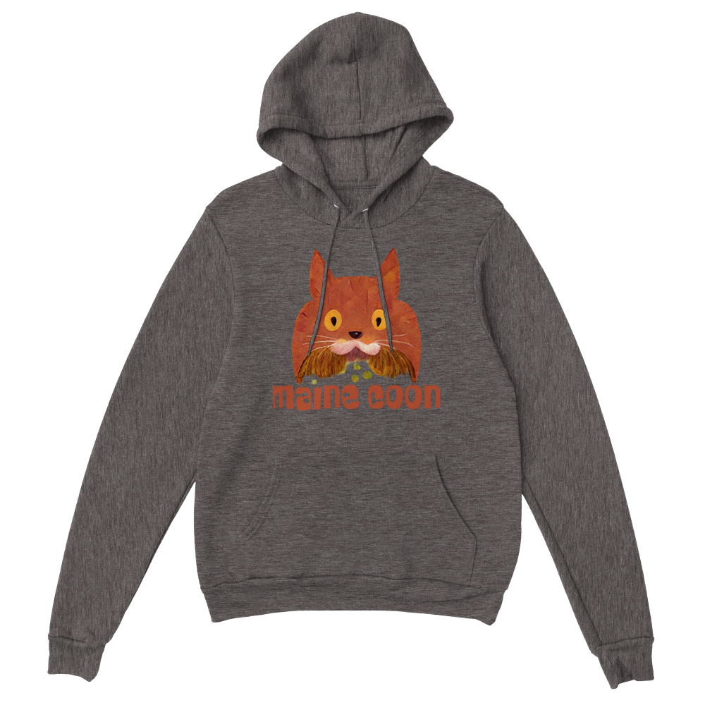 Cute Maine Coon Print Premium Unisex Pullover Hoodie.