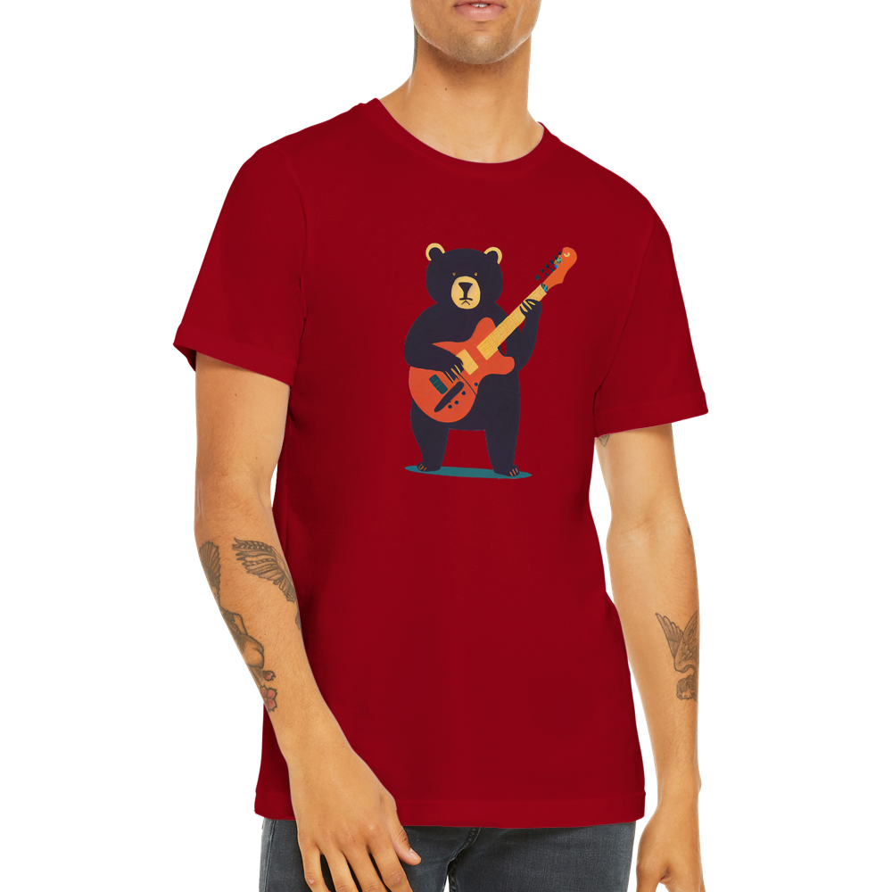 Rock Out in Style: Bear Playing a Guitar Premium Unisex T-Shirt