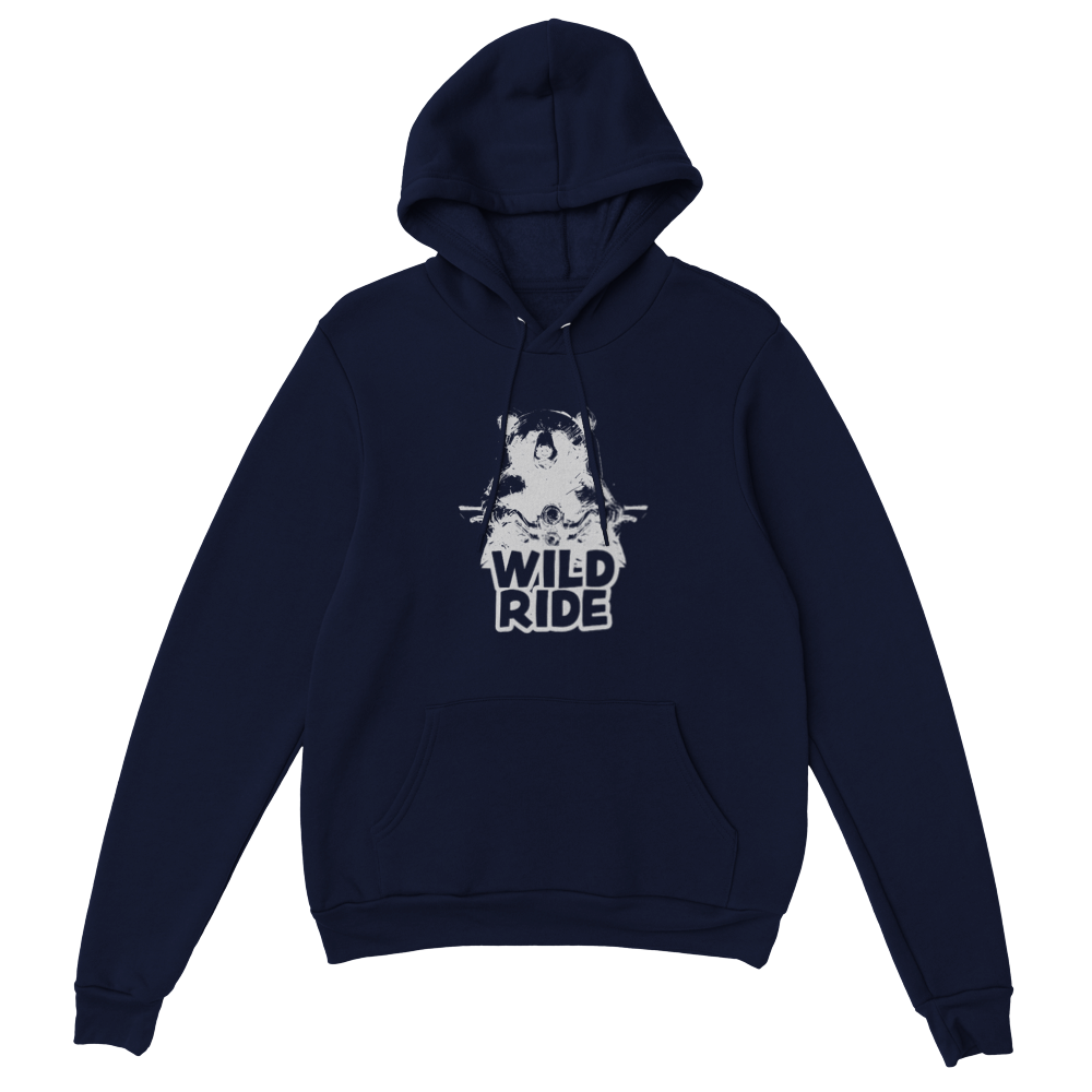Wild Ride Bear Riding a Motorcycle Premium Unisex Pullover Hoodie