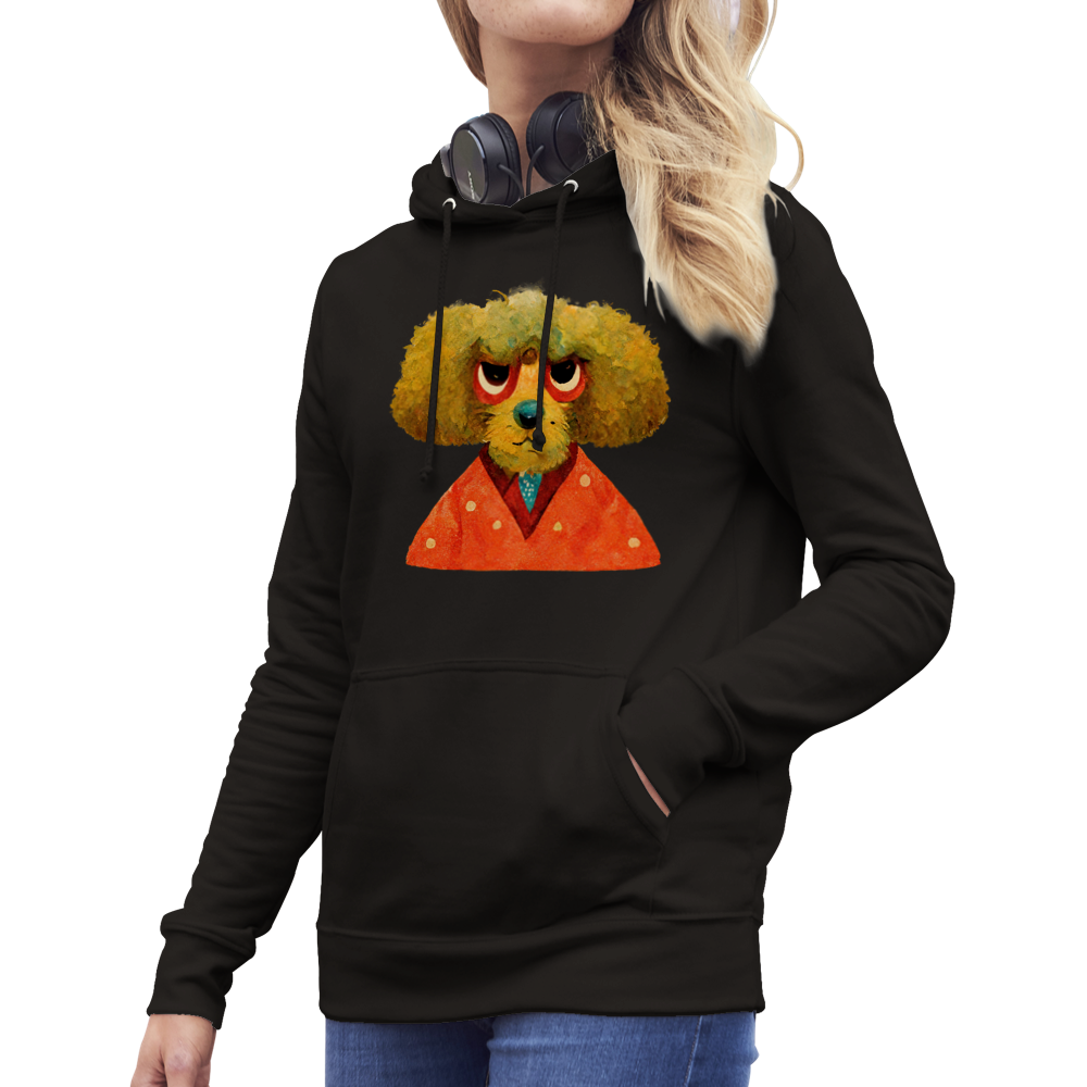 Grumpy Poodle Print Premium Womens Pullover Hoodie