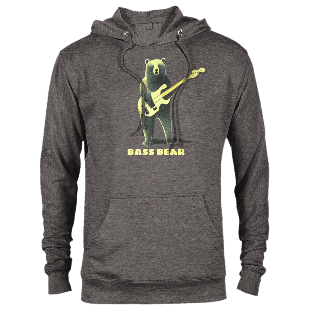 Bass Bear, Bear Playing a Bass Guitar Print Premium Unisex Pullover Hoodie