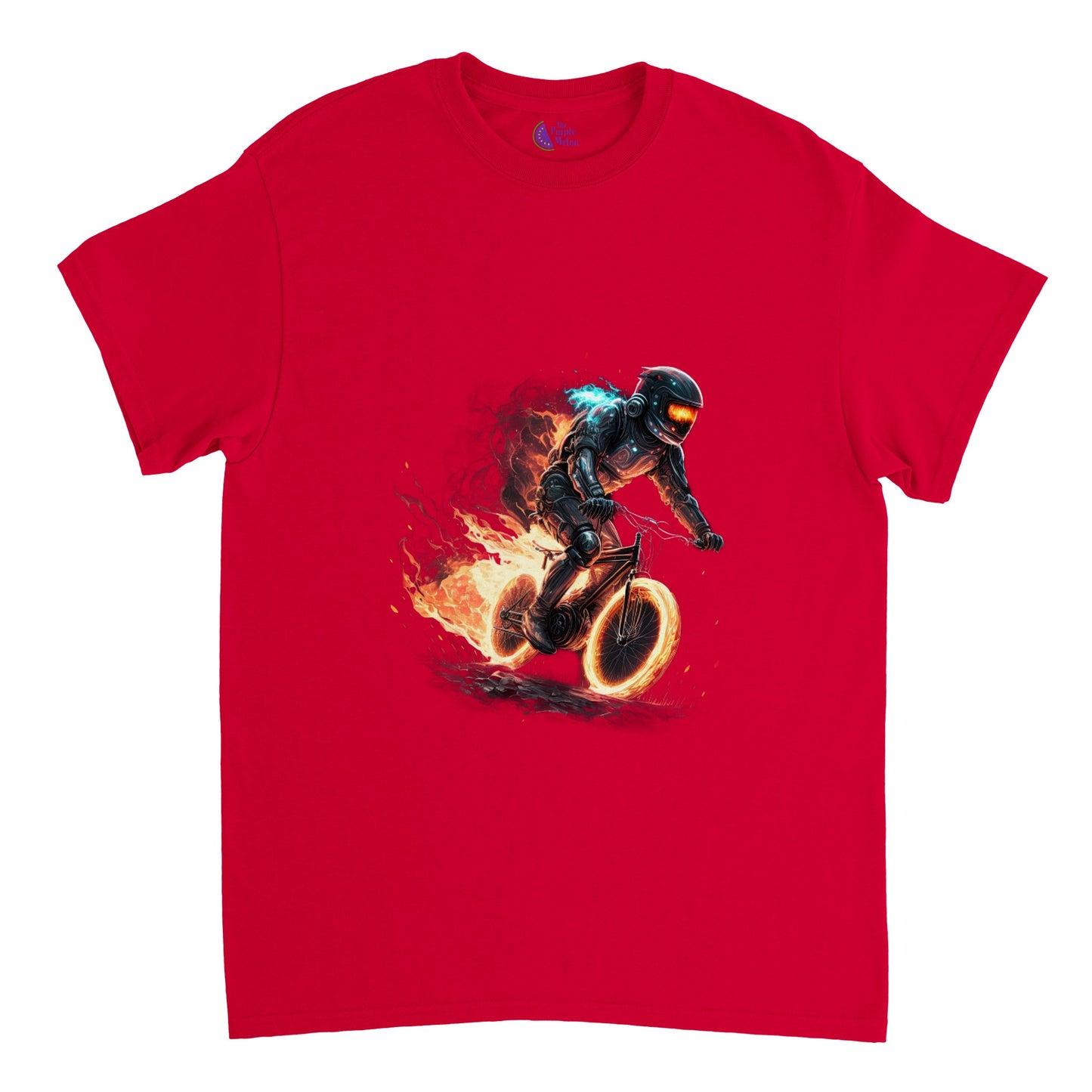 Space Robot on Fire Downhill Mountain biking Heavyweight Unisex Crewneck T-shirt