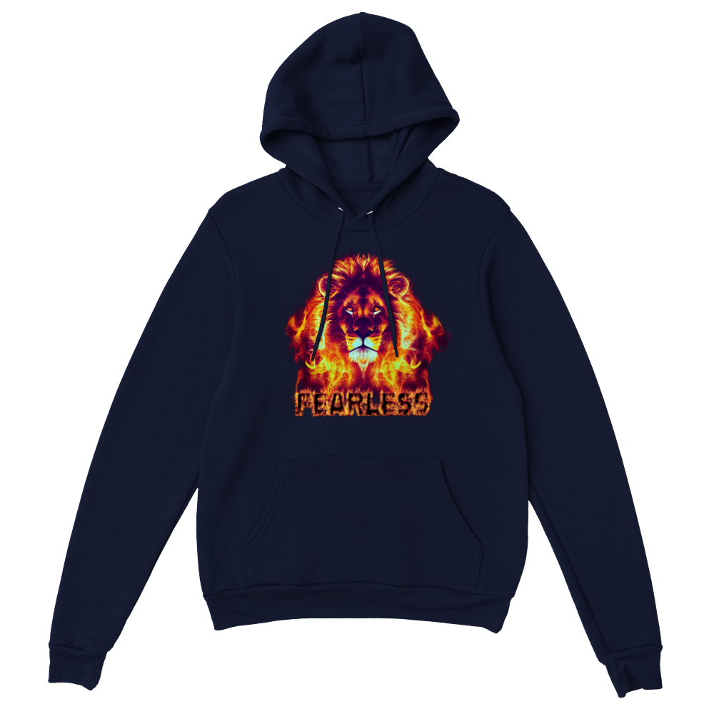 Fearless Flaming Lion Premium Unisex Pullover Hoodie.