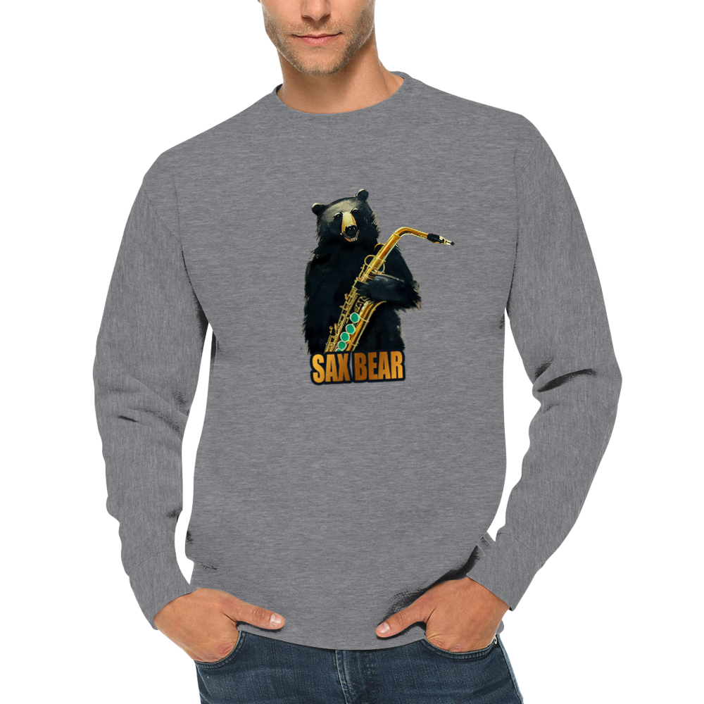 Sax Bear Print Premium Unisex Crewneck Sweatshirt