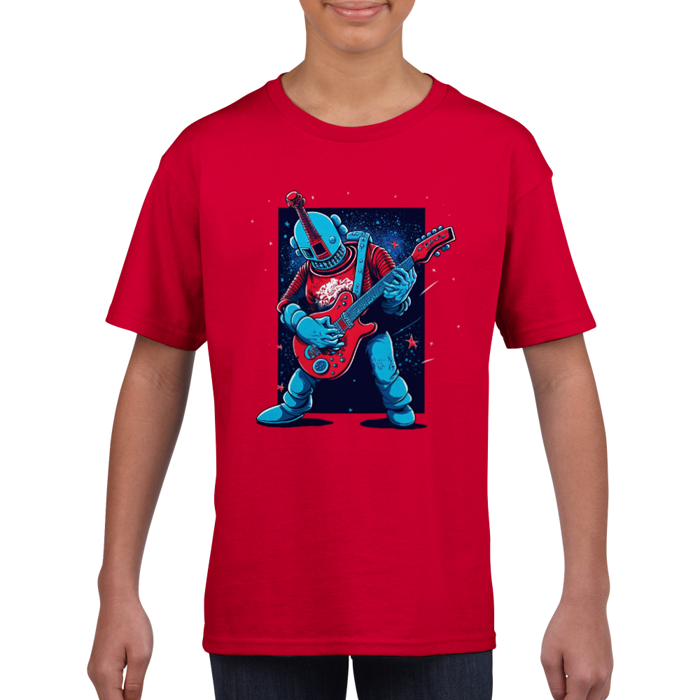 Space Robot Playing Guitar Classic Kids Crewneck T-shirt