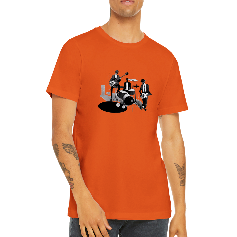 Jazz Trio Black and White Print Premium Unisex Crewneck T-shirt.