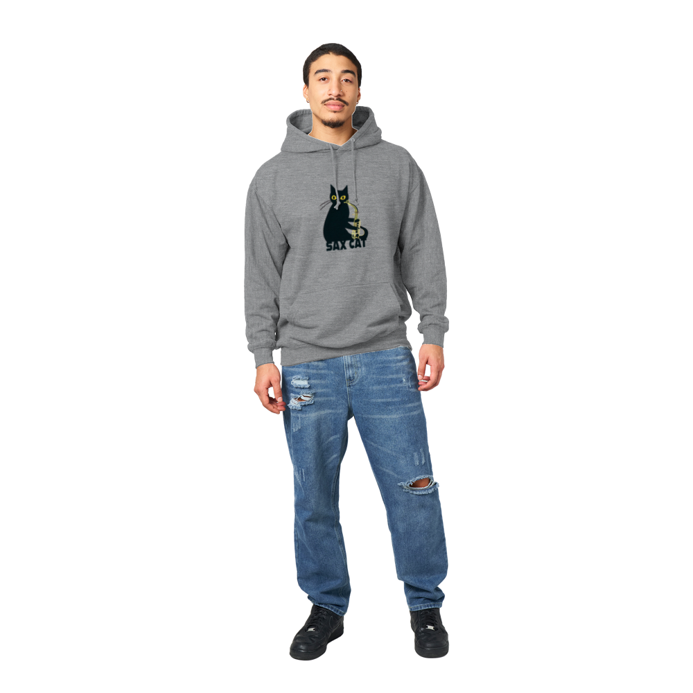 Sax Cat Print Premium Unisex Pullover Hoodie