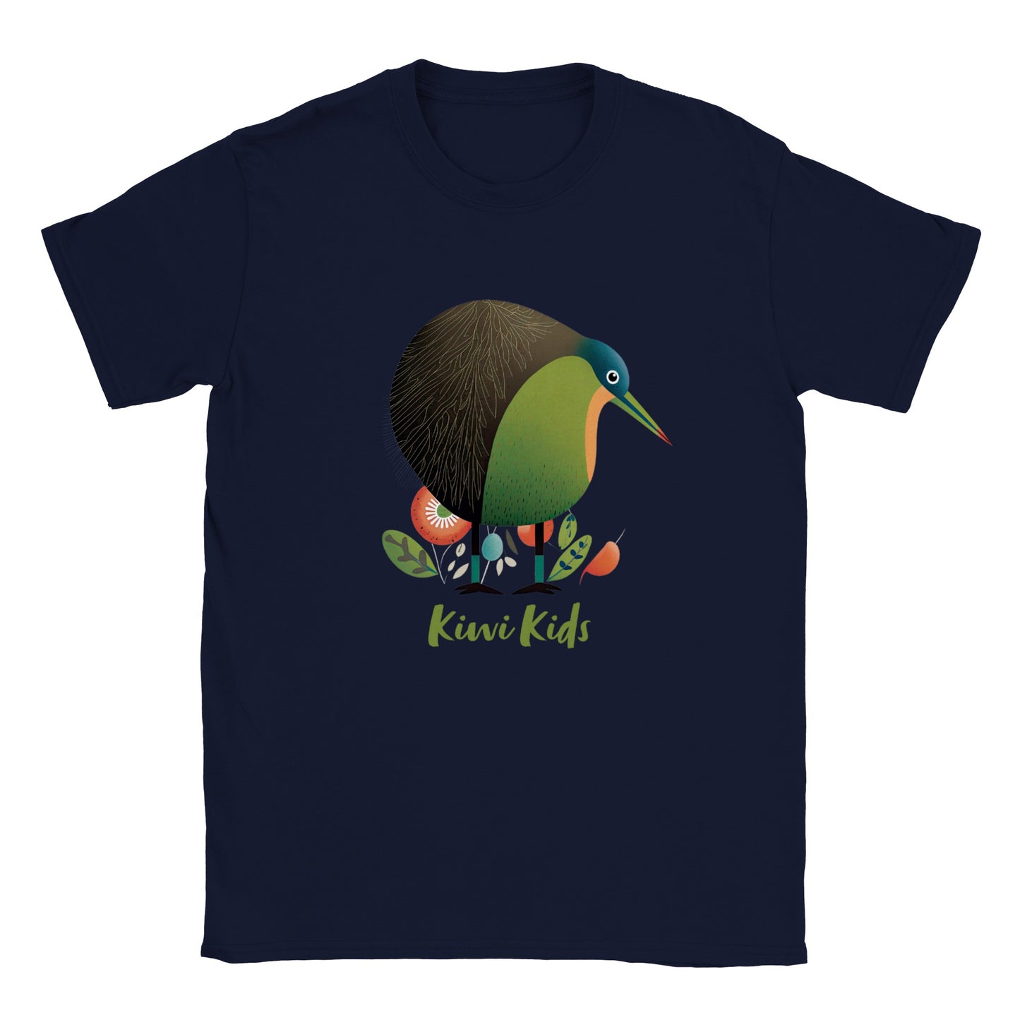 Kids navy t-shirt with cute kiwi kids print