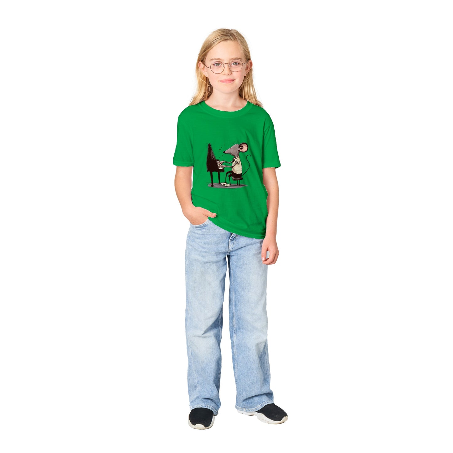 Mouse Playing the Piano Classic Kids Crewneck T-shirt