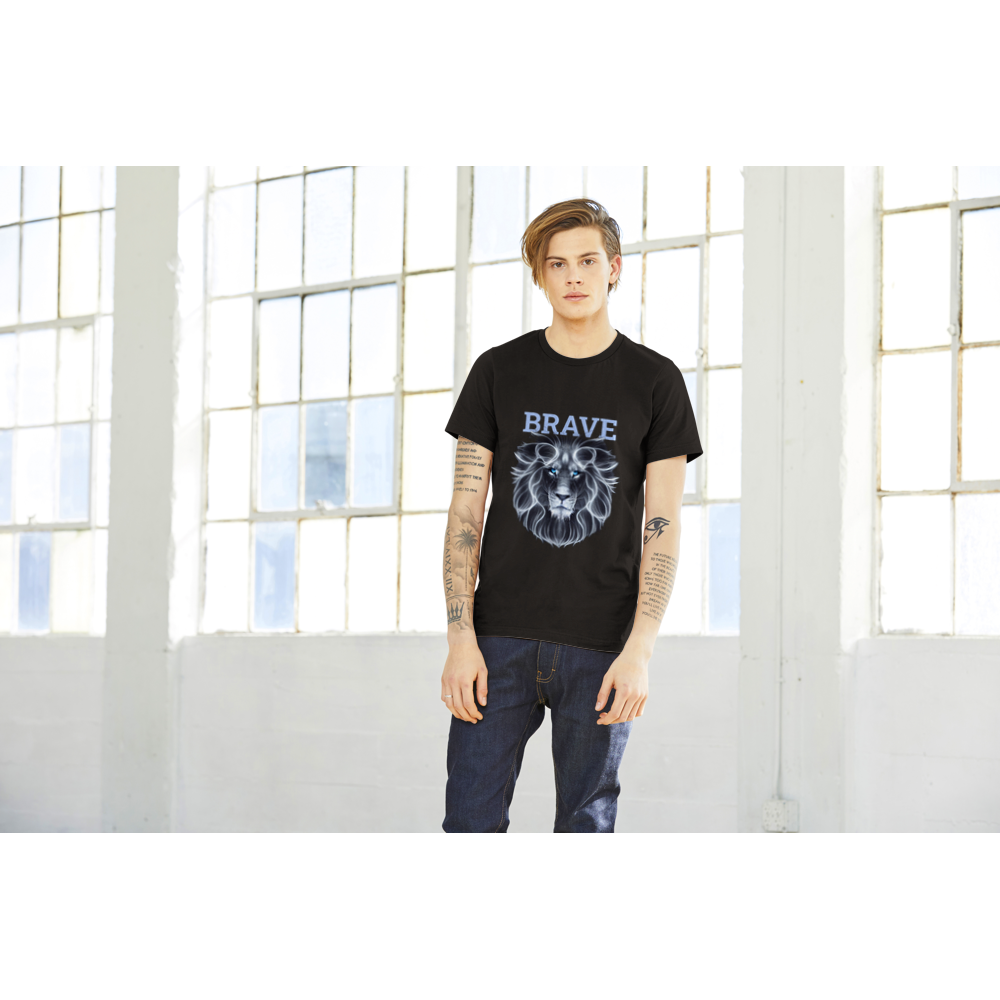 Unleash Your Inner Brave with Our Premium Lion Print Crewneck T-Shirt