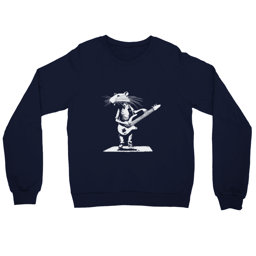 Rat Playing a Bass Guitar Premium Unisex Crewneck Sweatshirt