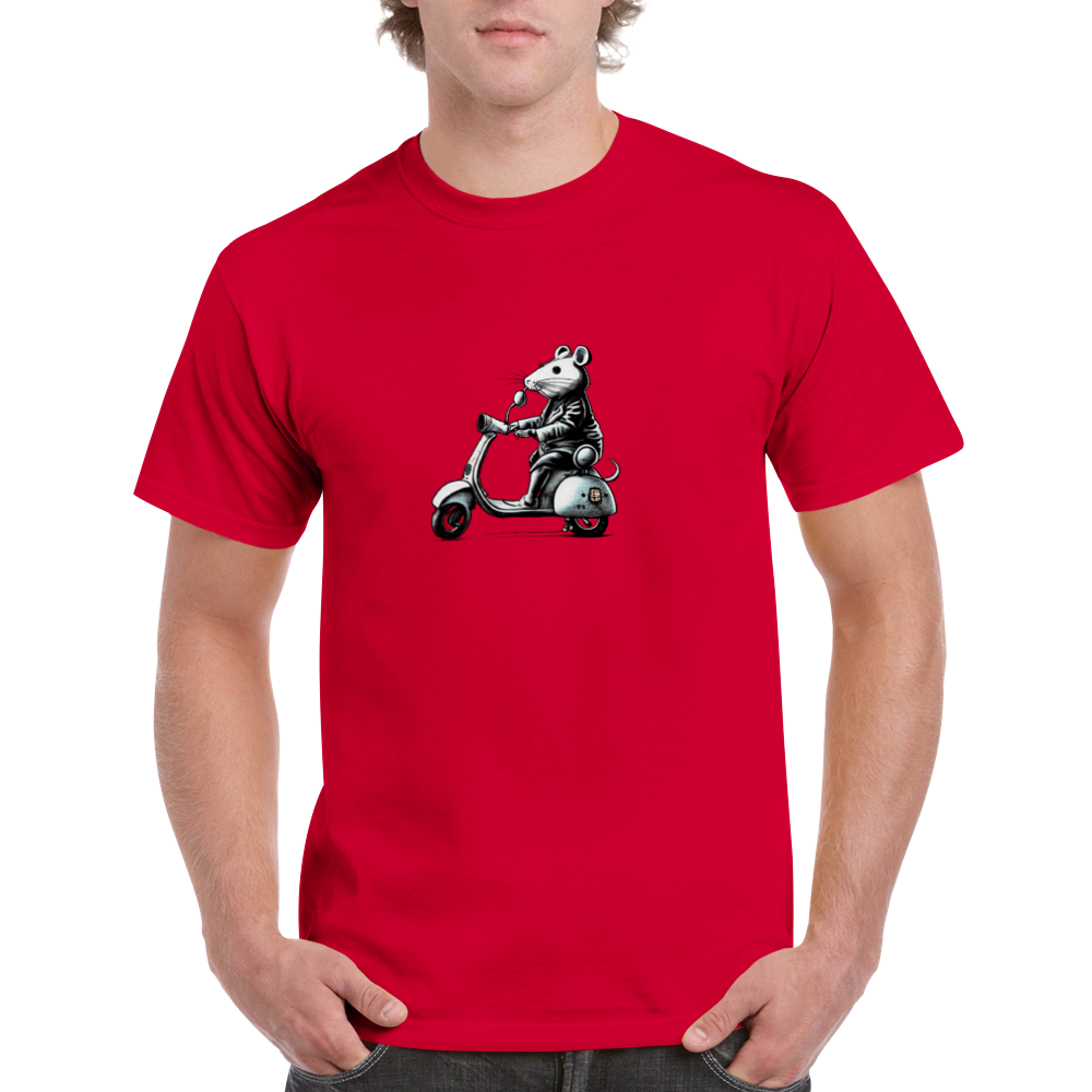 Rat Riding a Motor Scooter Heavyweight Unisex Crewneck T-shirt