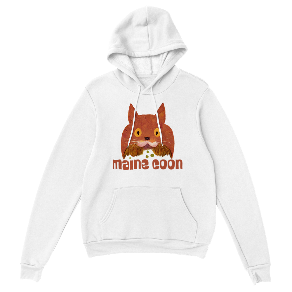 Cute Maine Coon Print Premium Unisex Pullover Hoodie.