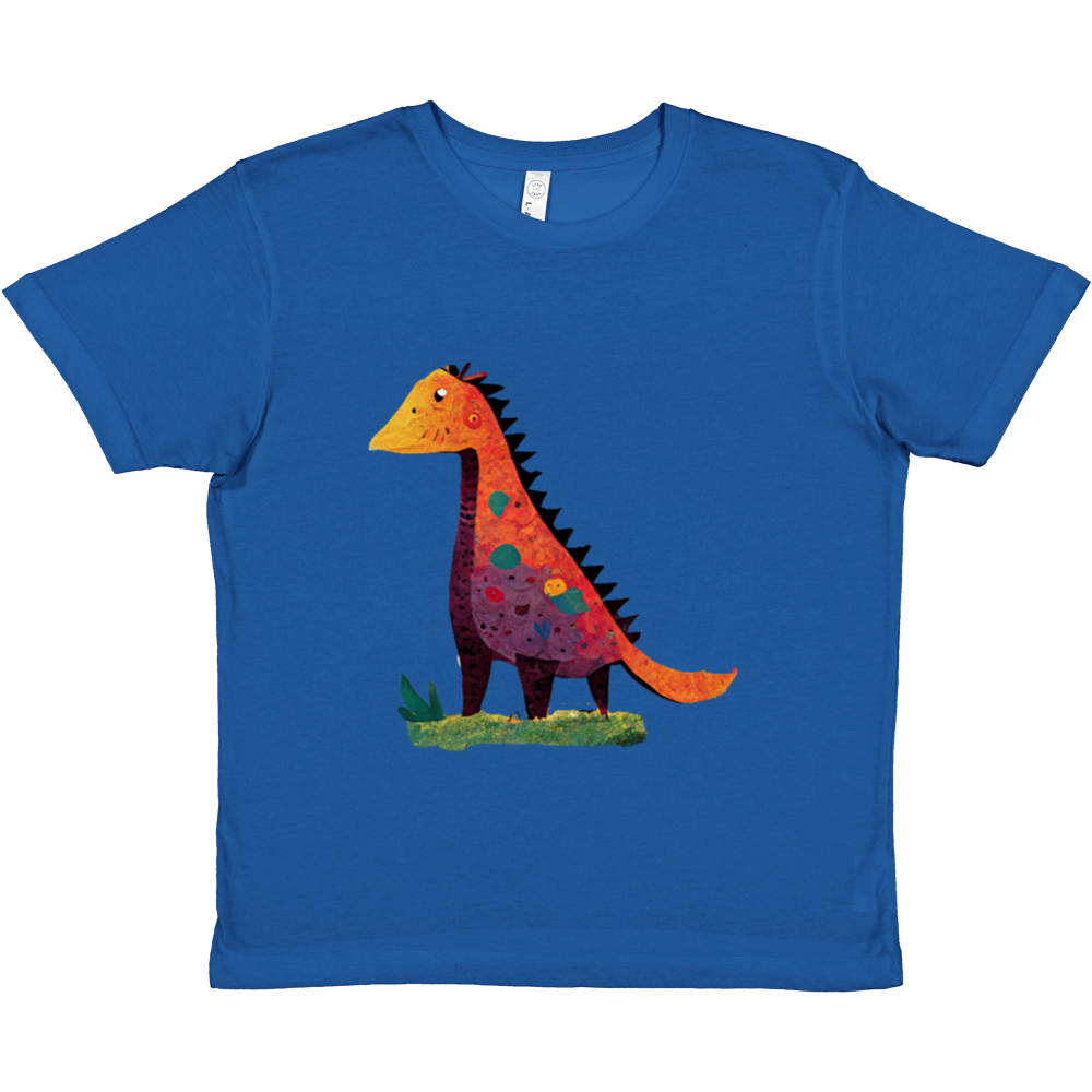 Cute Orange & Purple Dinosaur Print Premium Kids Crewneck T-shirt