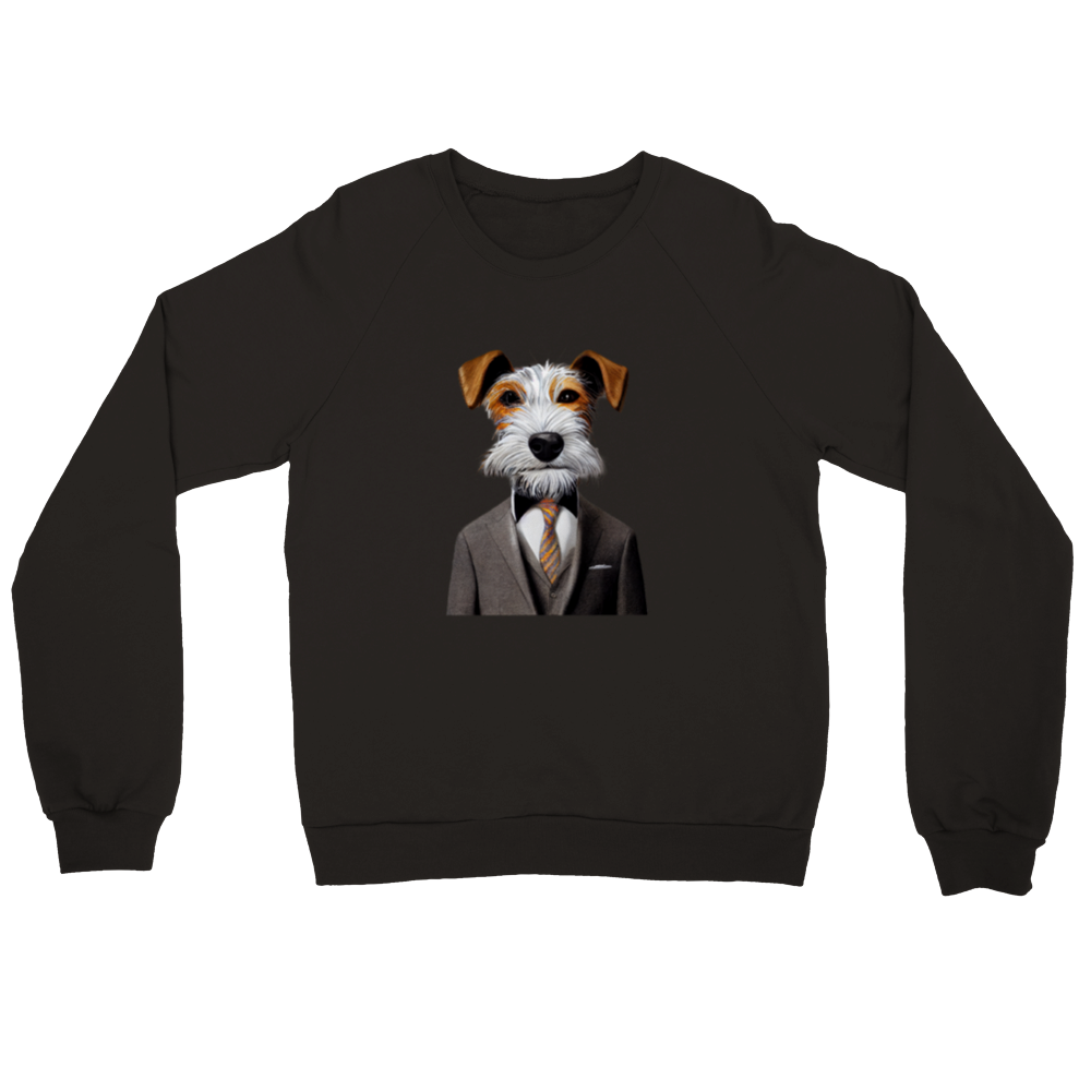 Fox Terrier Dog Wearing a Suit Premium Unisex Crewneck Sweatshirt