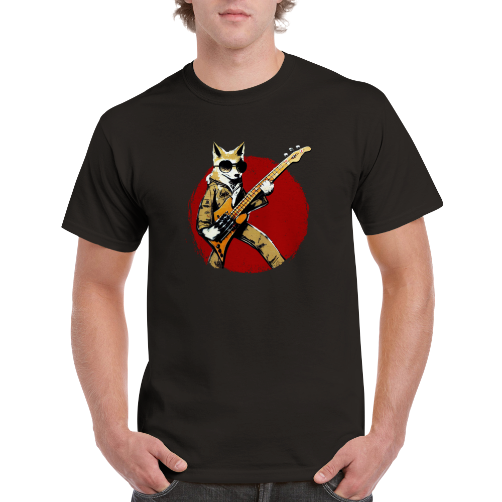 Fox Playing Bass Guitar Heavyweight Unisex Crewneck T-shirt
